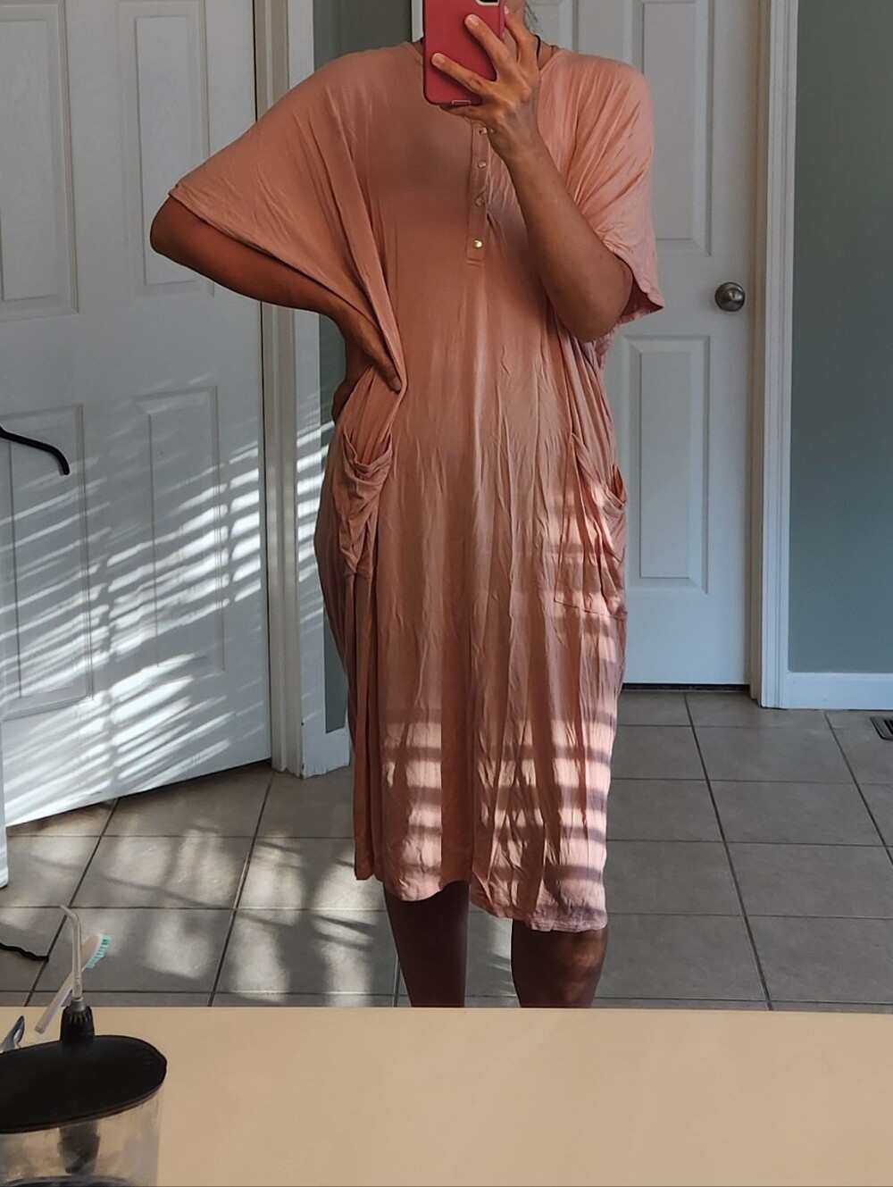 Dwell And Slumber One Size Maternity Postpartum Desert Rose Nightdress Cocoon - Picture 10 of 13